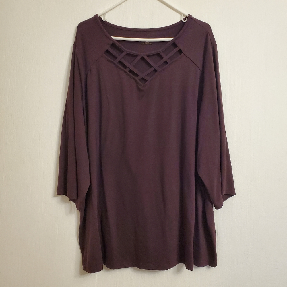 Womens St Tropez West Asymetrical Top Black Silver Tunic Empire Waist Size Large - Picture 8 of 8